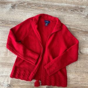 Red Zip-Up Cardigan